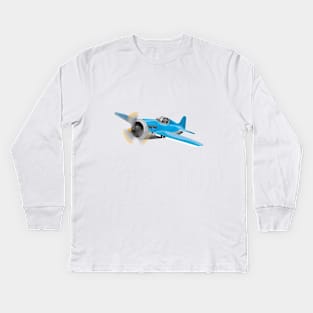 Small Blue fighter aircraft Kids Long Sleeve T-Shirt